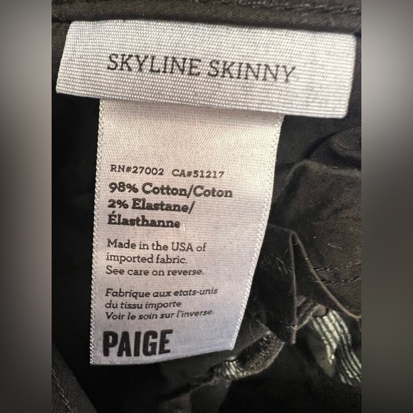PAIGE Black Skyline Skinny Jeans, Size:28 - Picture 4 of 9